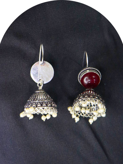 Urshia German Silver Jhumka Earrings