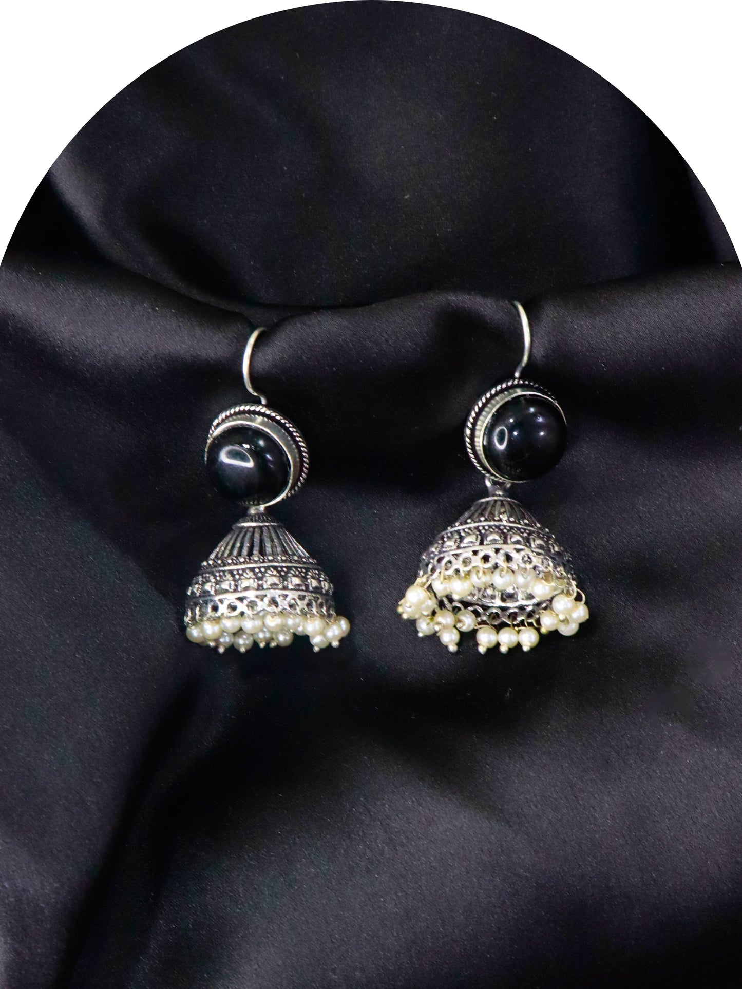 Urshia German Silver Jhumka Earrings