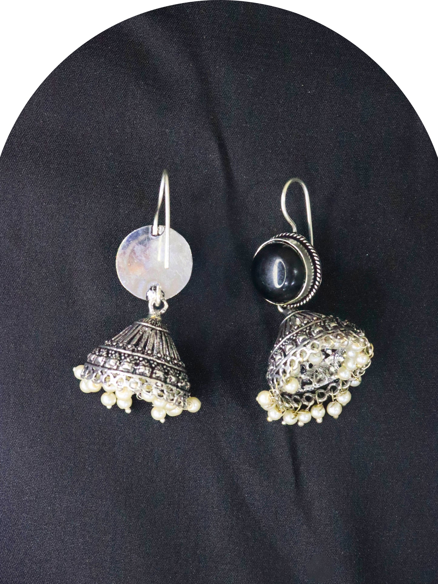 Urshia German Silver Jhumka Earrings