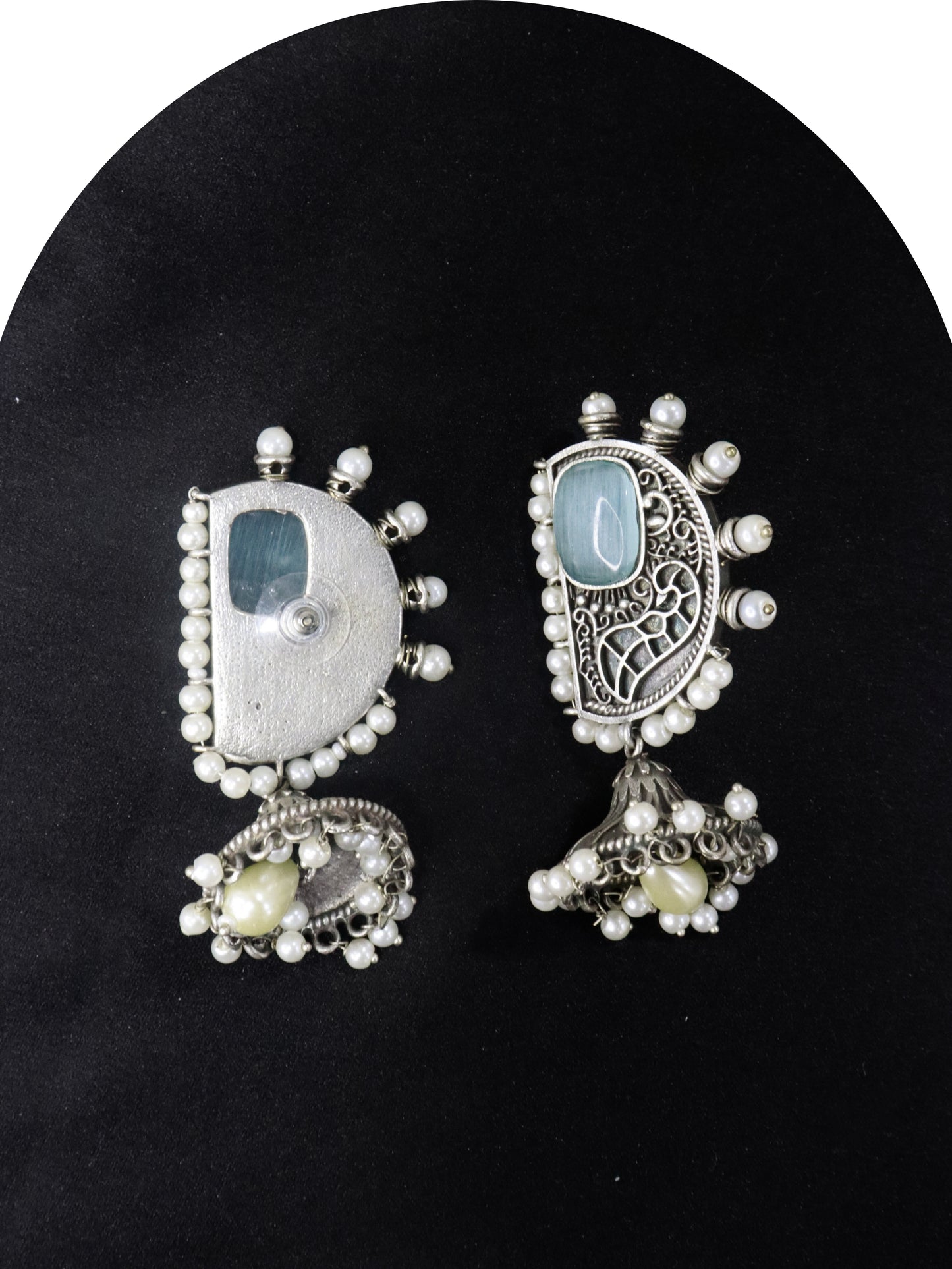 Chaima German Silver Jhumka Earrings